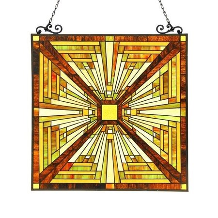 CHLOE LIGHTING Chloe CH3P359MR26-GPN 24.5 x 26 in. Lighting Innes Tiffany Glass Mission Window Panel - Black CH3P359MR26-GPN